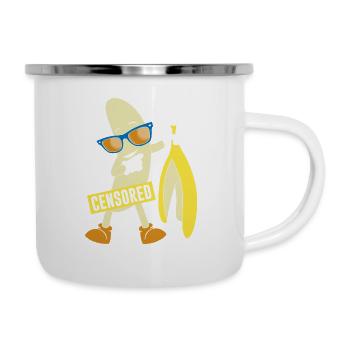 Zensierte nackte Banane - Emaille-Tasse - Weiß - Rechts