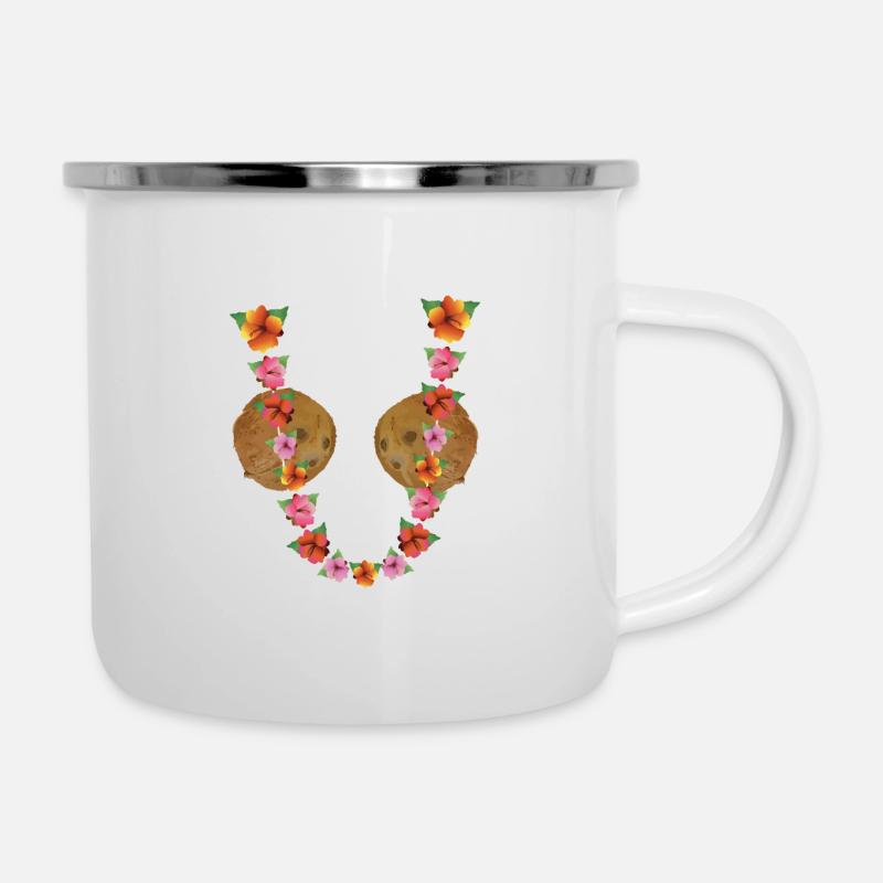 Soutien-gorge hawaïen à la noix de coco, cacao tropical - Tasse émaillée - blanc