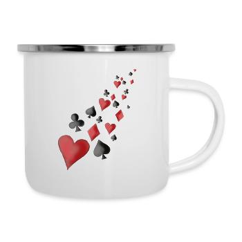Herz,Karo,Pik, Kreuz - Emaille-Tasse - Weiß - Rechts