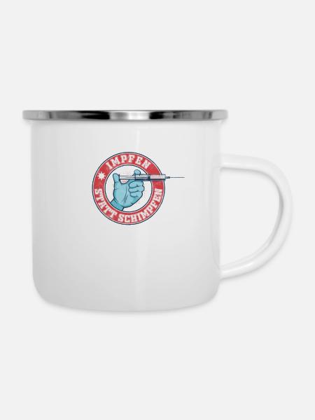 Impfen statt Schimpfen - Emaille-Tasse - Weiß