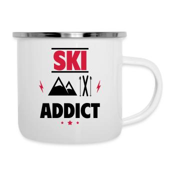 Ski-Süchtiger - Emaille-Tasse - Weiß - Rechts