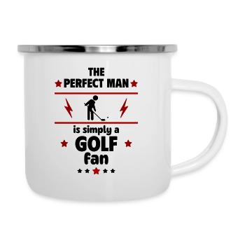 Der perfekte Mann ist einfach ein Golf-Fan - Emaille-Tasse - Weiß - Rechts
