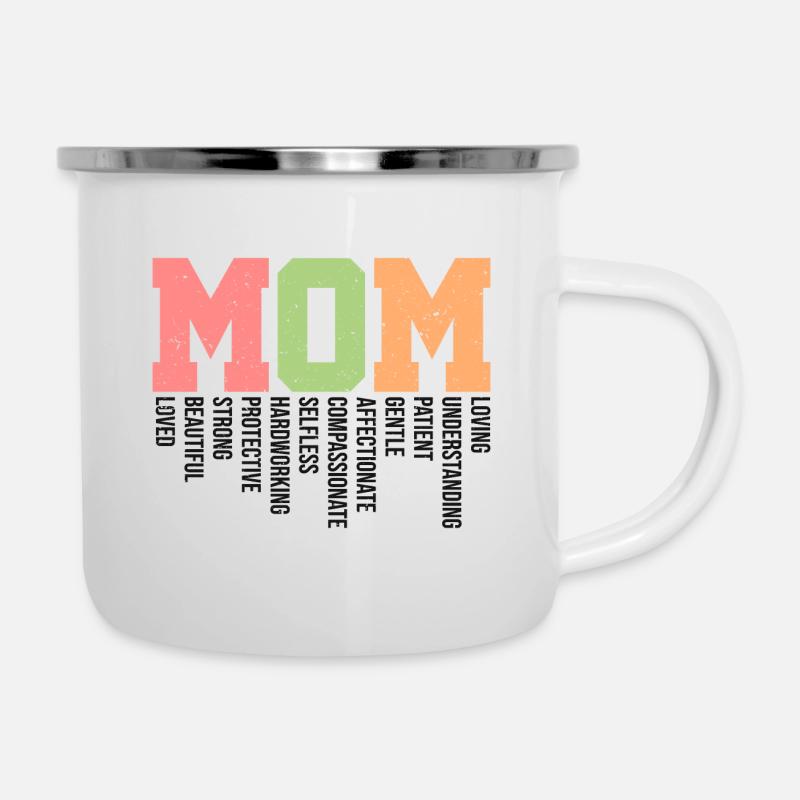 Mama Liebevolles Geschenk - Emaille-Tasse - Weiß