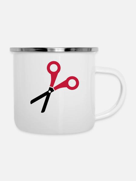 Ciseaux - Tasse émaillée - blanc