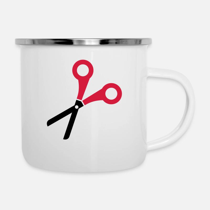 Ciseaux - Tasse émaillée - blanc