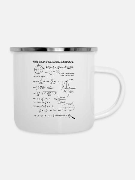 Antwort 42 - Emaille-Tasse - Weiß