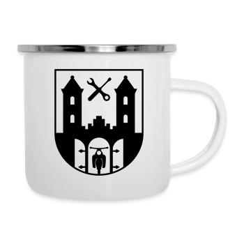 Suhl Emblem mit Star Sperber Habicht (+ Dein Text) - Emaille-Tasse - Weiß - Rechts