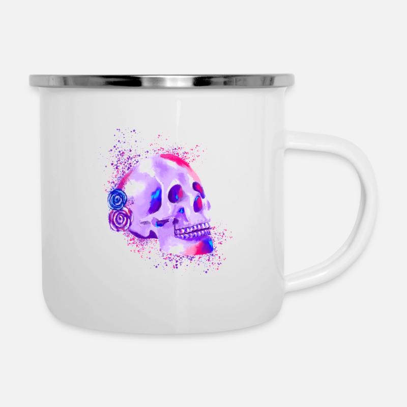 Schädel - Schädel - Emaille-Tasse - Weiß