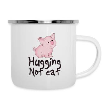 Hugging not Eat Vegan saying - Camper Mug - white - Right