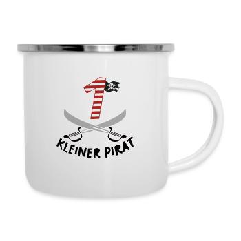 Ich bin Eins 1 / Pirat Geburtstag Party Geschenk - Emaille-Tasse - Weiß - Rechts
