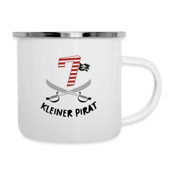 Ich bin Sieben 7 / Pirat Geburtstag Party - Emaille-Tasse - Weiß - Rechts