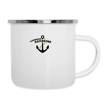 Flensburger Hafenkind - Emaille-Tasse - Weiß - Rechts