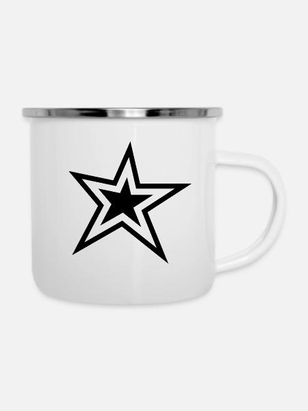 Stern mit Outline - Emaille-Tasse - Weiß
