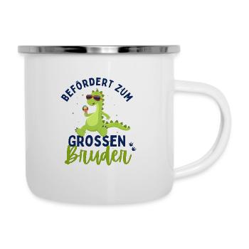 Ich werde Großer Bruder 2024 Loading Dinosaurier - Emaille-Tasse - Weiß - Rechts
