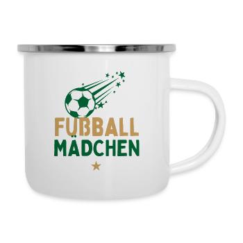 Fußball Coole Mädchen spielen Fußball Fußballerin - Emaille-Tasse - Weiß - Rechts