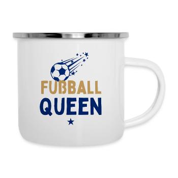 Fußball Queen Mädchen spielen Fußball Fußballerin - Emaille-Tasse - Weiß - Rechts