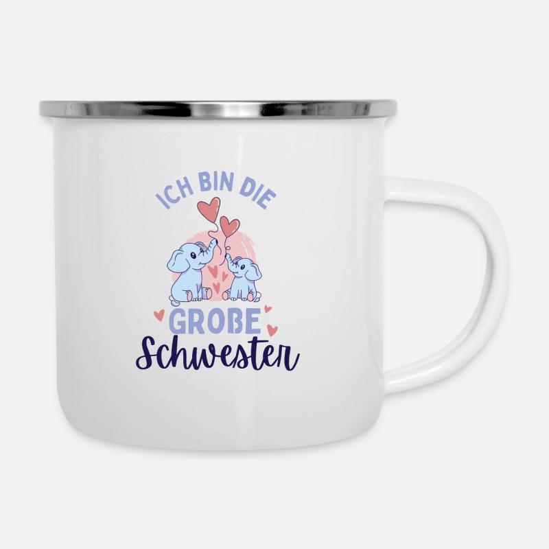 Ich werde große Schwester 2024 Elefanten Süß - Emaille-Tasse - Weiß
