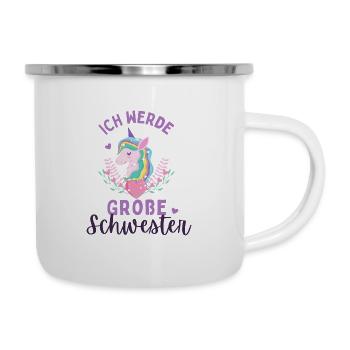 Ich werde große Schwester 2024 Einhorn Loading Süß - Emaille-Tasse - Weiß - Rechts
