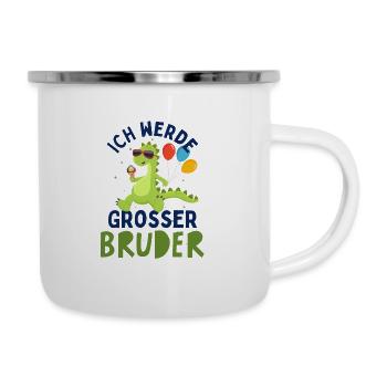 Ich werde Großer Bruder 2024 Loading Dinosaurier - Emaille-Tasse - Weiß - Rechts