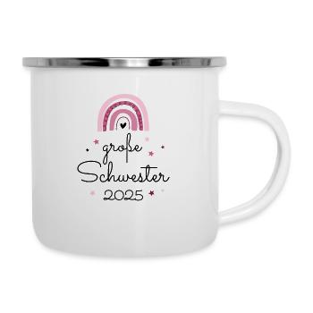 Ich werde große Schwester 2025 Regenbogen Süß - Emaille-Tasse - Weiß - Rechts