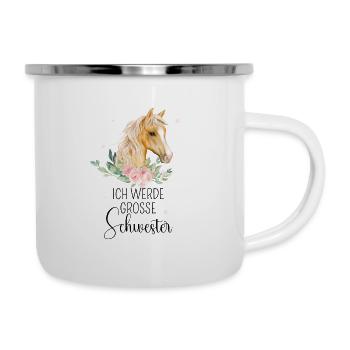 Ich werde große Schwester 2025 Pferde Mädchen Süß - Emaille-Tasse - Weiß - Rechts