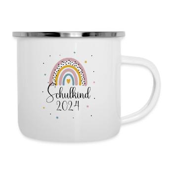 Schulkind 2024 Regenbogen 1. Klasse Einschulung - Emaille-Tasse - Weiß - Rechts