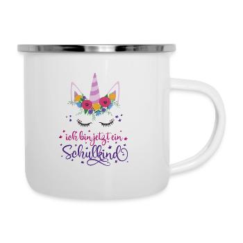Schulkind 2024 EInhorn 1. Klasse Einschulung 2024 - Emaille-Tasse - Weiß - Rechts