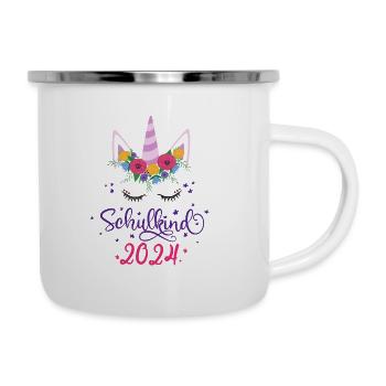 Schulkind 2024 EInhorn 1. Klasse Einschulung 2024 - Emaille-Tasse - Weiß - Rechts