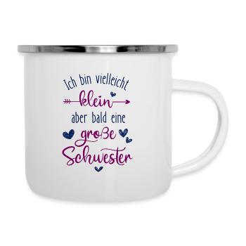 Ich bin klein und werde große Schwester 2025 - Emaille-Tasse - Weiß - Rechts