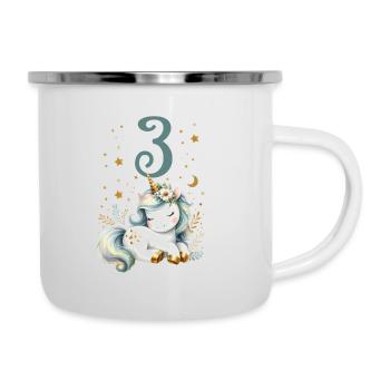 Geburtstag 6 Einhorn Sechster Geburtstag Mädchen 6 - Emaille-Tasse - Weiß - Rechts