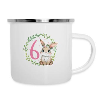 Geburtstag 6 Hase Waldtier Mädchen Sechs 6 Jahre a - Emaille-Tasse - Weiß - Rechts