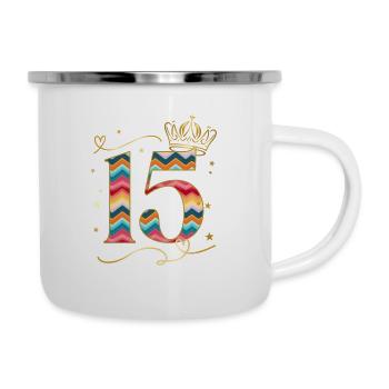 Geburtstag 15 Mädchen Birthday Girl Krone Fünfzehn - Emaille-Tasse - Weiß - Rechts