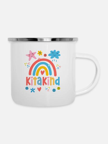 Kitakind 2025 Kindergartenkind 2025 Regenbogen Mäd - Emaille-Tasse - Weiß