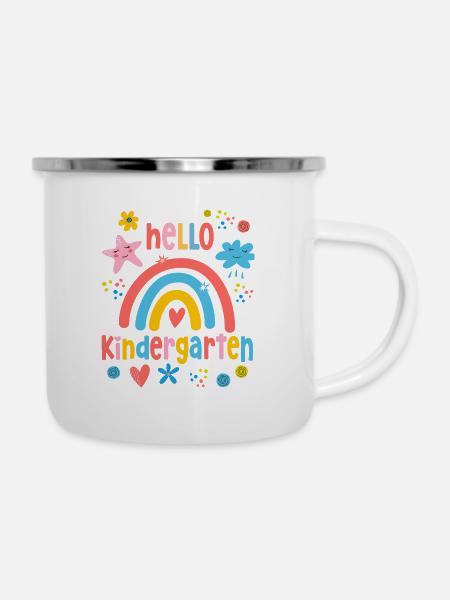 Kitakind 2025 Kindergartenkind 2025 Regenbogen Mäd - Emaille-Tasse - Weiß