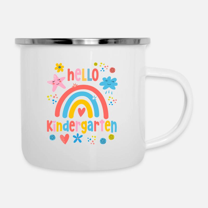 Kitakind 2025 Kindergartenkind 2025 Regenbogen Mäd - Emaille-Tasse - Weiß