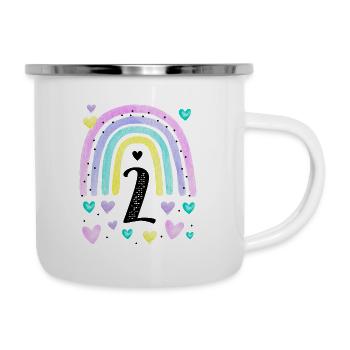 Geburtstag 2 Mädchen Regenbogen Fee Zwei 2 Jahre - Emaille-Tasse - Weiß - Rechts