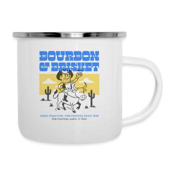 T-shirt barbecue Texas Bourbon & Brisket - Tasse émaillée - blanc - Droite