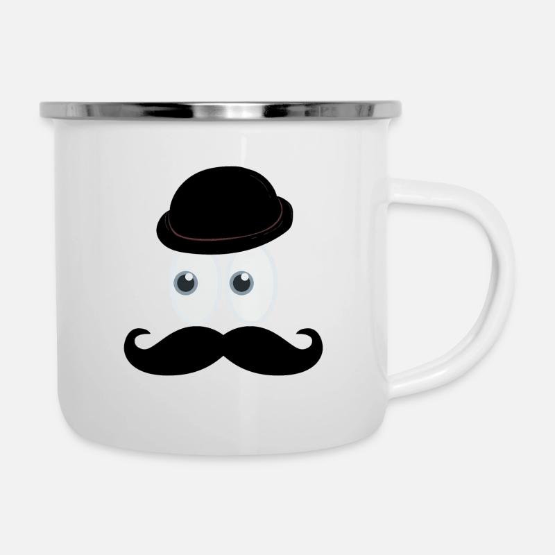 classy schnurrbart Detektiv - Emaille-Tasse - Weiß
