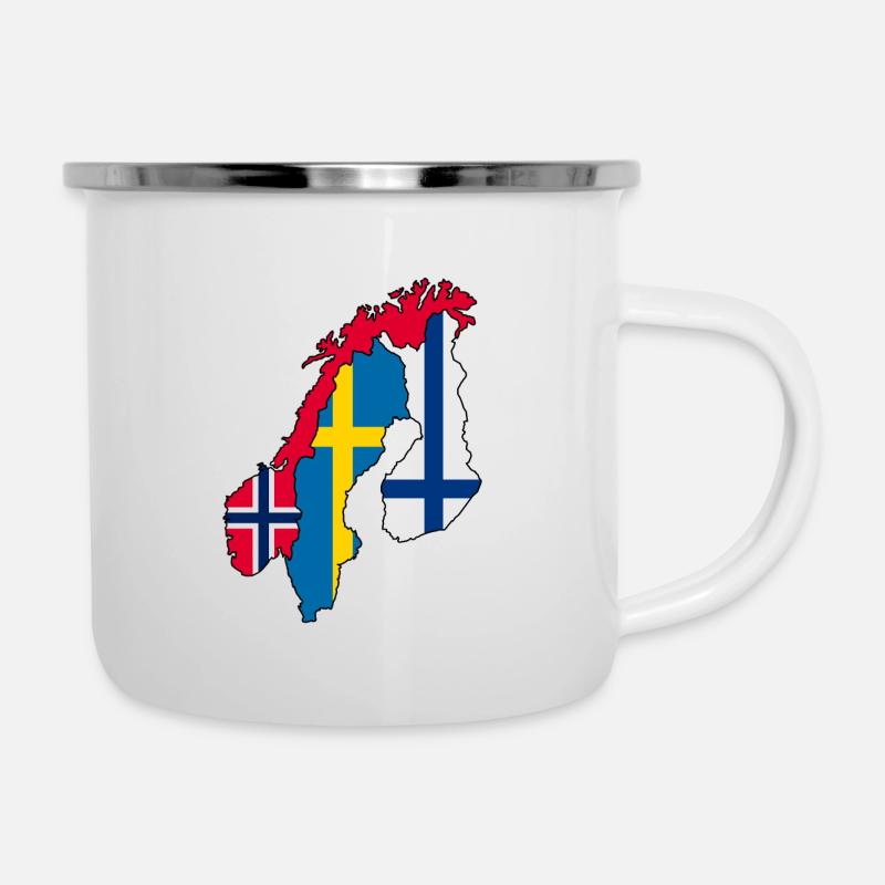 Skandinavien - Emaille-Tasse - Weiß