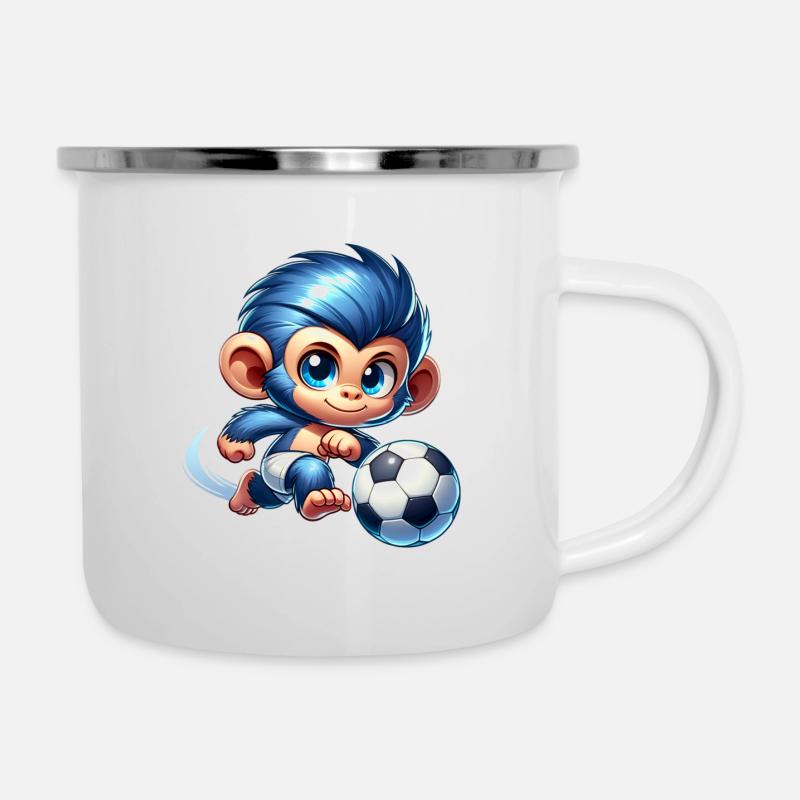 Cute Monkey Playing Soccer Kids Babies Gift - Camper Mug - white