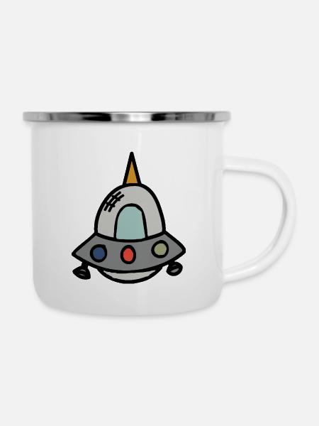 UFO - Emaille-Tasse - Weiß