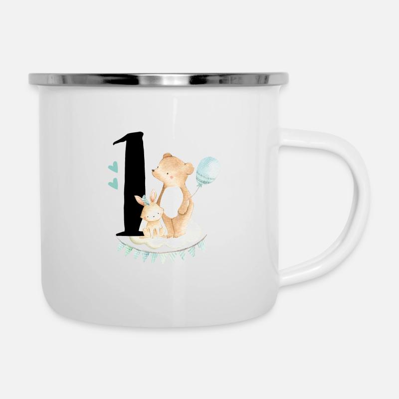 1. geburtstag, eins, erster, birthday, first - Emaille-Tasse - Weiß