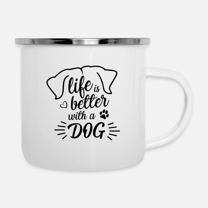 Doglove - Emaille-Tasse - Weiß
