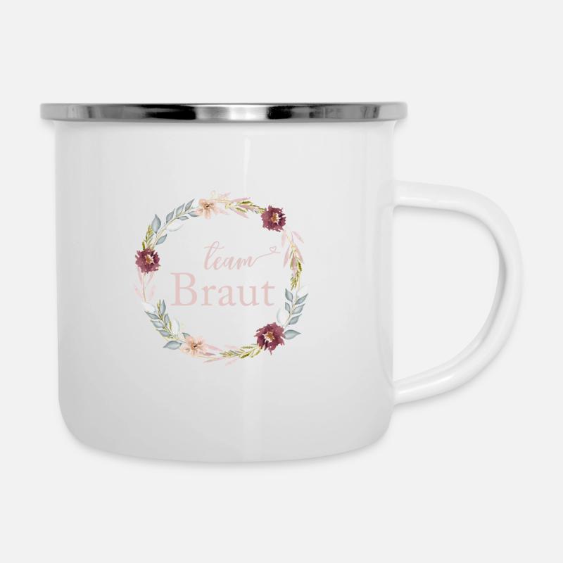 Team Braut! personalisierbar - Emaille-Tasse - Weiß