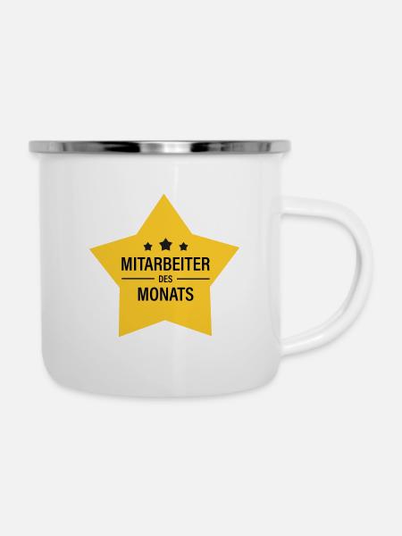 Mitarbeiter des Monats - Emaille-Tasse - Weiß
