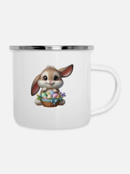 Osterhase - Emaille-Tasse - Weiß