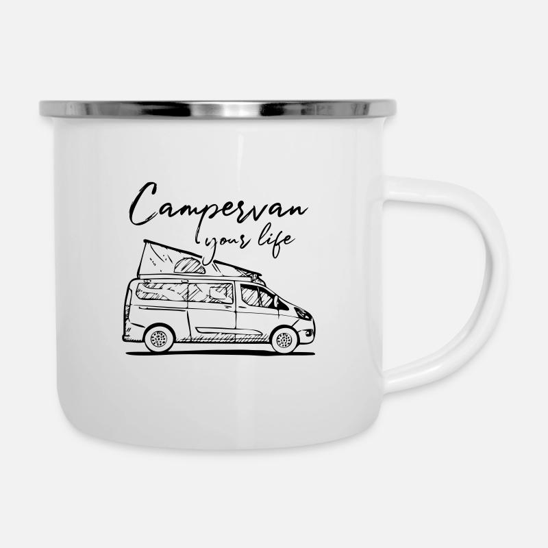 Nugget campervan your life - Emaille-Tasse - Weiß
