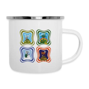 Vier Jahreszeiten, wild und knuddelig. - Emaille-Tasse - Weiß - Rechts