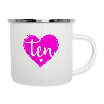 Now Ten Herz Zehn Zehnter Geburtstag Süß Mädchen - Emaille-Tasse - Weiß - Rechts