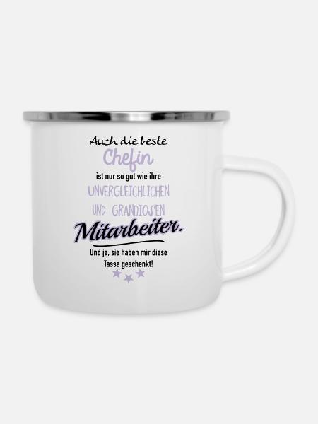 Beste Chefin Tasse - Emaille-Tasse - Weiß